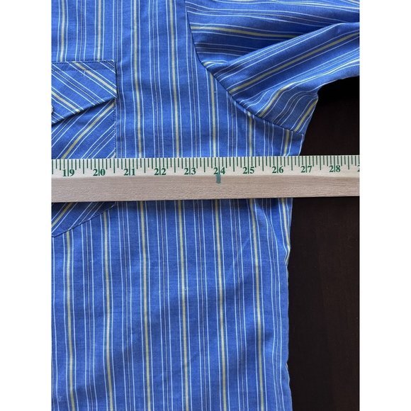 Vtg Western Shirt Wrangler Cowboy Pearl Snap Chambray Blue Striped Mens XXL 2XL - Picture 9 of 11